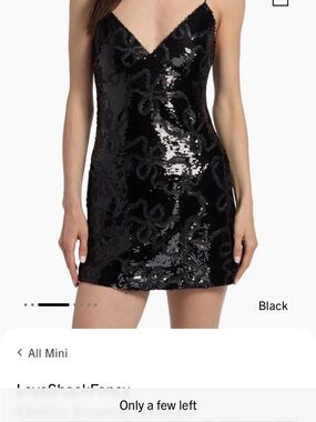LoveShackFancy Sabeline Black Sequin V-Neck Mini Dress